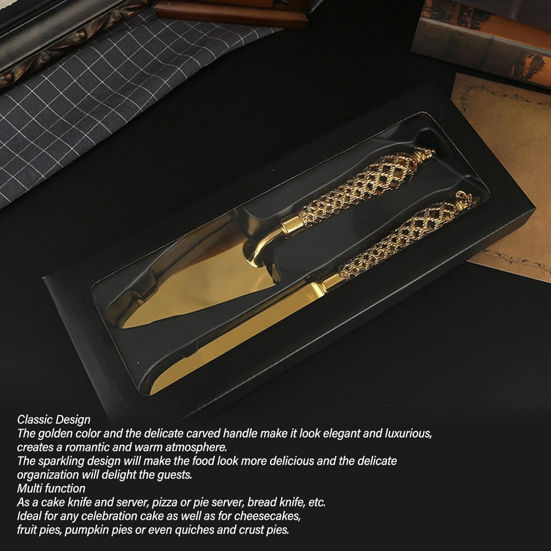 Gold Kuchen und Tortenheber Set, Kuchenmesser und Heber, Hochzeitstorte Schneideutensilien, 1 Satz