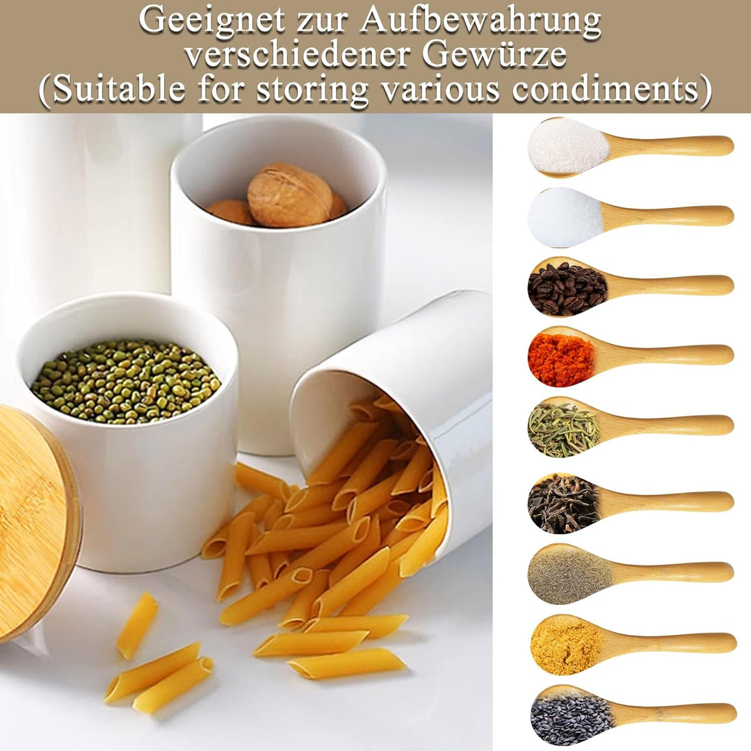 3er Set Keramikdose mit Deckel 260ml/9 oz Keramik Zuckerdose mit Deckel Weiss, Gewürzdosen Keramik,