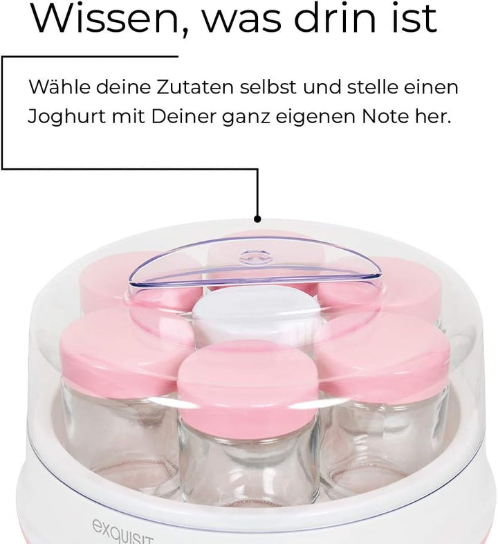 Exquisit Maker YM 3101 WEP | Joghurt selber Machen | Joghurtbereiter | 7 Portionsgläser á 200 ml | S