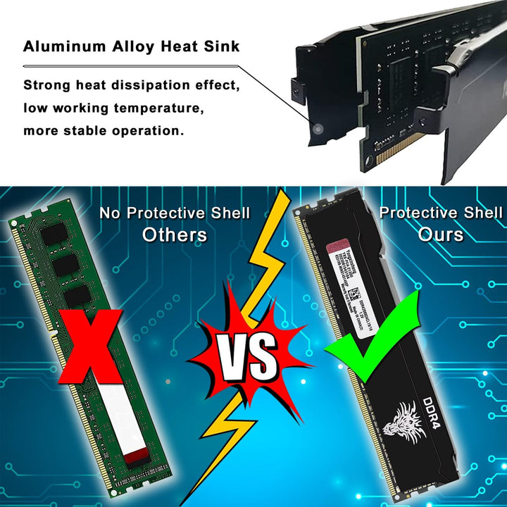 2666 MHz RAM DDR4 16 GB PC4-21300 Udimm CL19 Non-ECC Unbuffered 1,2 V 288-Pin RAM Speicher Barette K