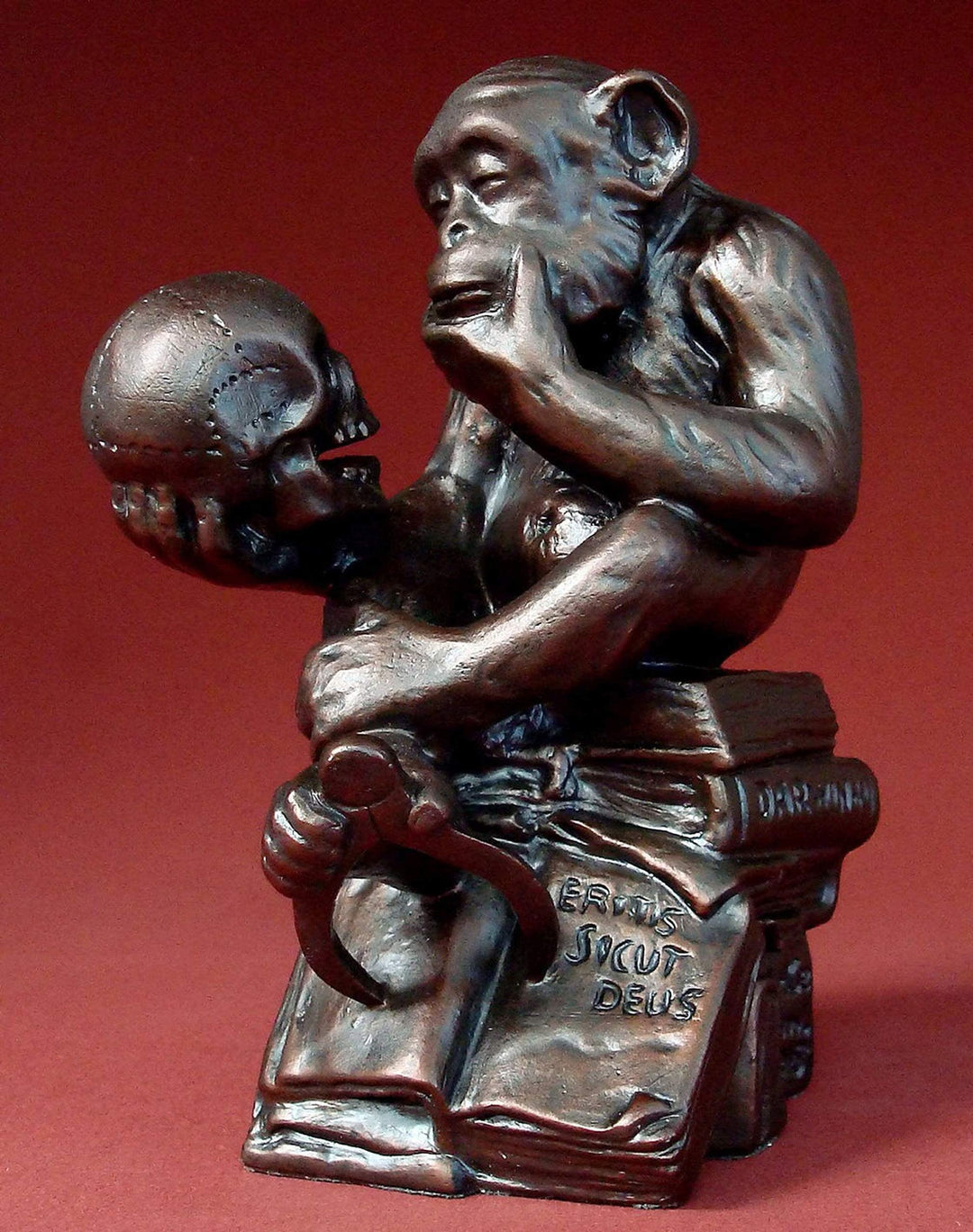 Wolfgang Hugo Rheinhold - Affe mit Schädel Skulptur Plastik Figur