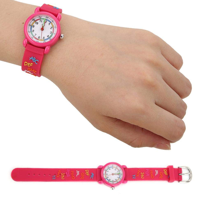 Kinder Cartoon Uhr, Briefmuster wasserdichte Kinder Armbanduhr PU Armband Armbanduhr für Kinder Klei