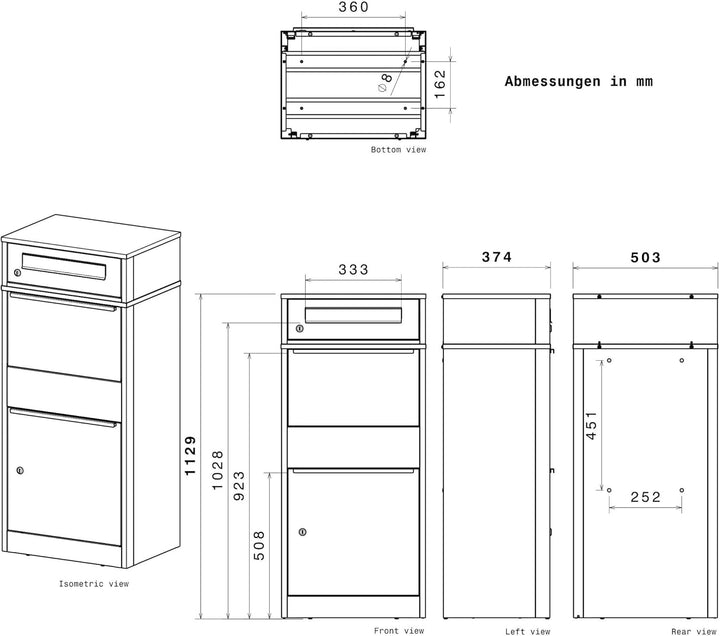 Metzler Paketbox mit 1 Briefkasten – Einzel-Briefkasten mit Paketfach & Namensgravur, personalisiert