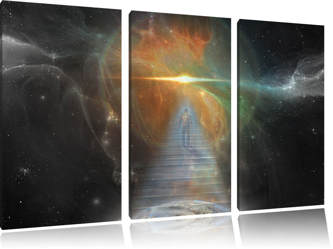 Pixxprint Kosmische Treppe in die Galaxis als Leinwandbild/Grösse: 3 Teilig (120x80 cm) cm/Wandbild/