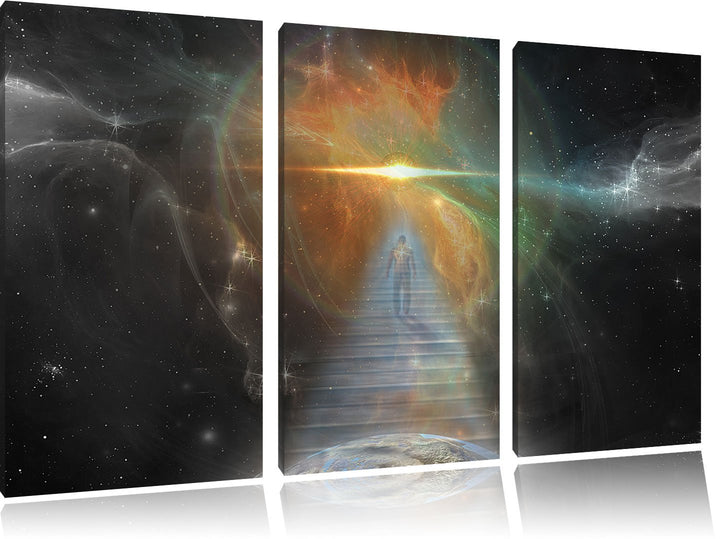 Pixxprint Kosmische Treppe in die Galaxis als Leinwandbild/Grösse: 3 Teilig (120x80 cm) cm/Wandbild/