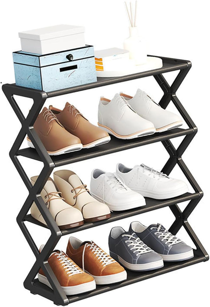 Aramox Faltbarer Schuhspeicher Organizer 4 -Tier -Schuhregal für Flur Eingangsschlafzimmer, Stapelba