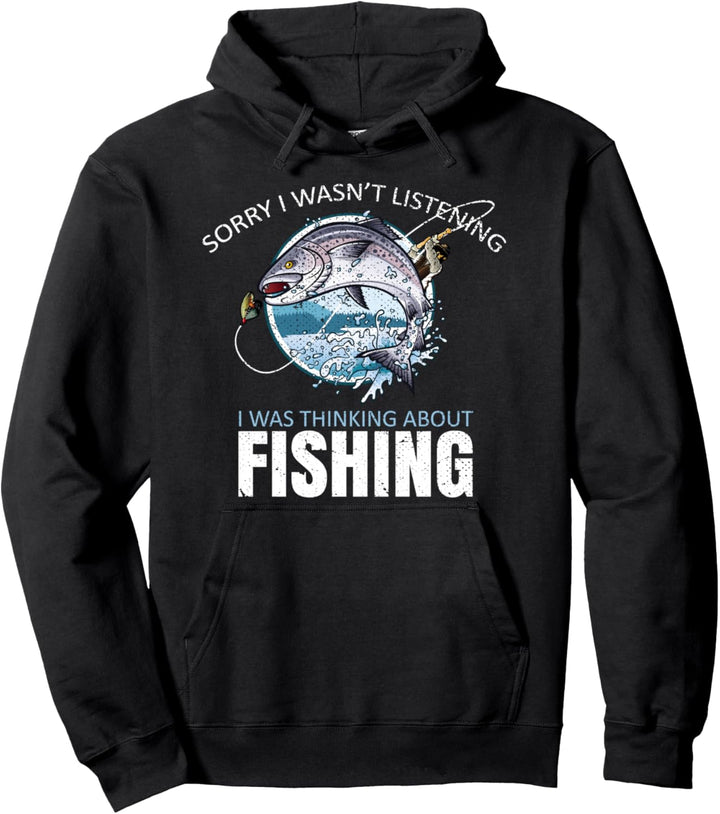 Sorry ich habe ans Angeln gedacht Angelrute Lustiges Fischer Pullover Hoodie
