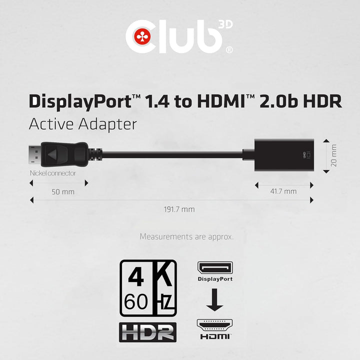 Club 3D CAC-1080 DisplayPort 1.4 auf HDMI 2.0a HDR Aktiver schwarz