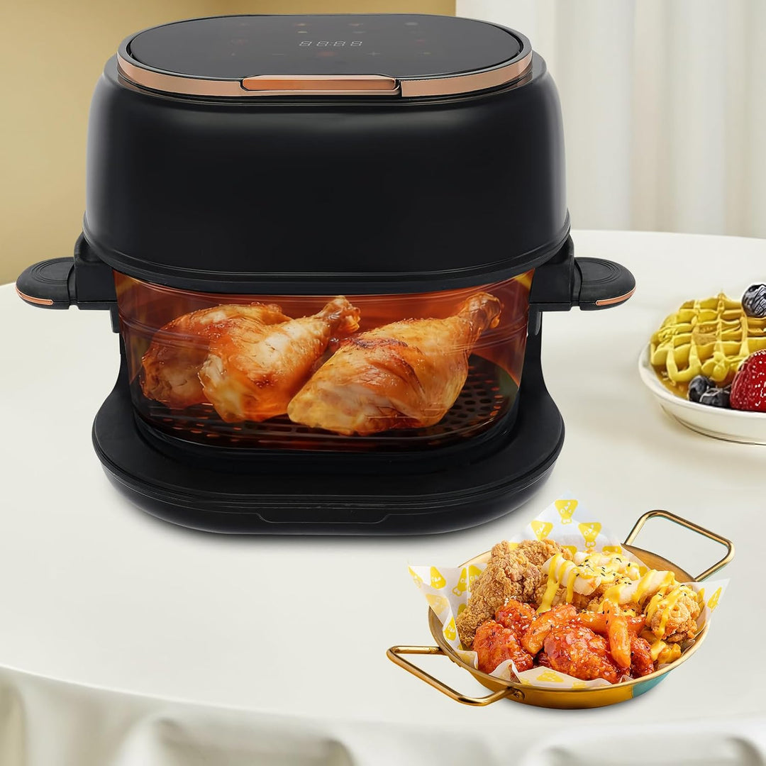Heissluftfritteusen 4L, Heissluftfritteuse Kompakte mit LED Touchscreen, Friteuse für Fettarmes Koch