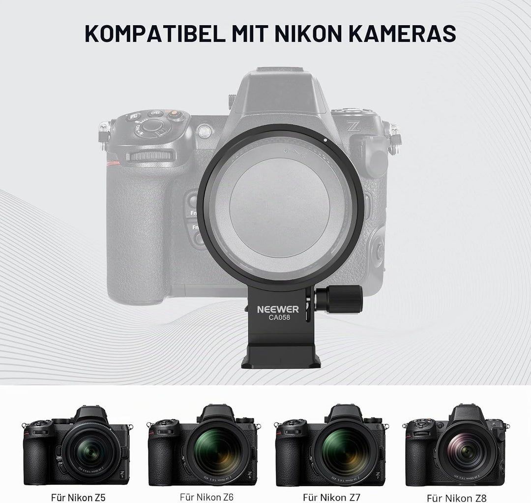 Neewer Drehbare Kragenhalterungsplatte für Nikon Z8 Z7 II Z6 II Z5 FTZ II Adapter, schnelle horizont