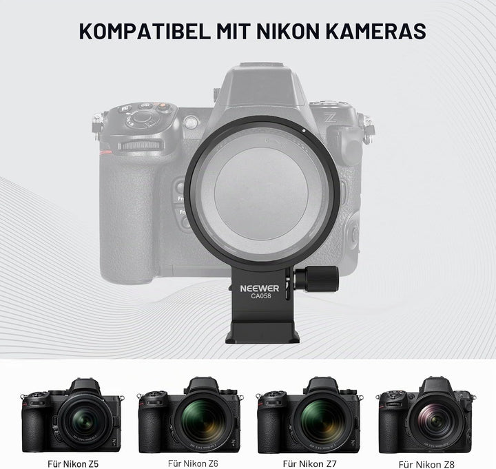 Neewer Drehbare Kragenhalterungsplatte für Nikon Z8 Z7 II Z6 II Z5 FTZ II Adapter, schnelle horizont