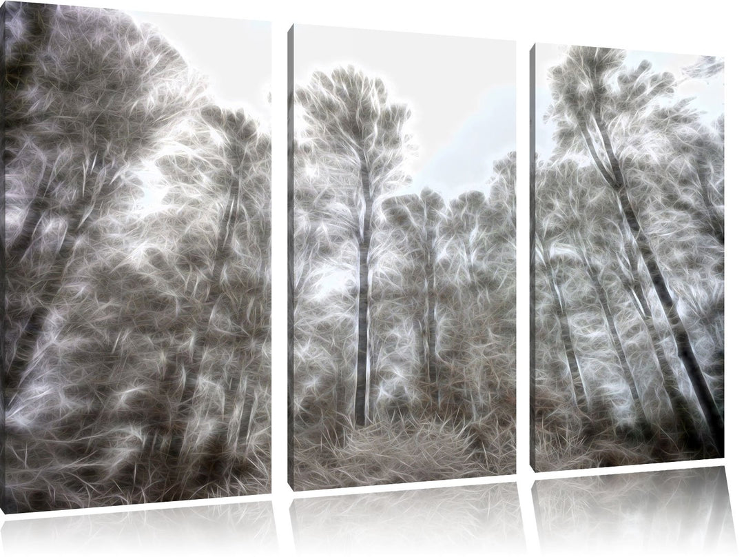 verschneiter Wald Spezial 3-Teiler Leinwandbild 120x80 Bild auf Leinwand, XXL riesige Bilder fertig