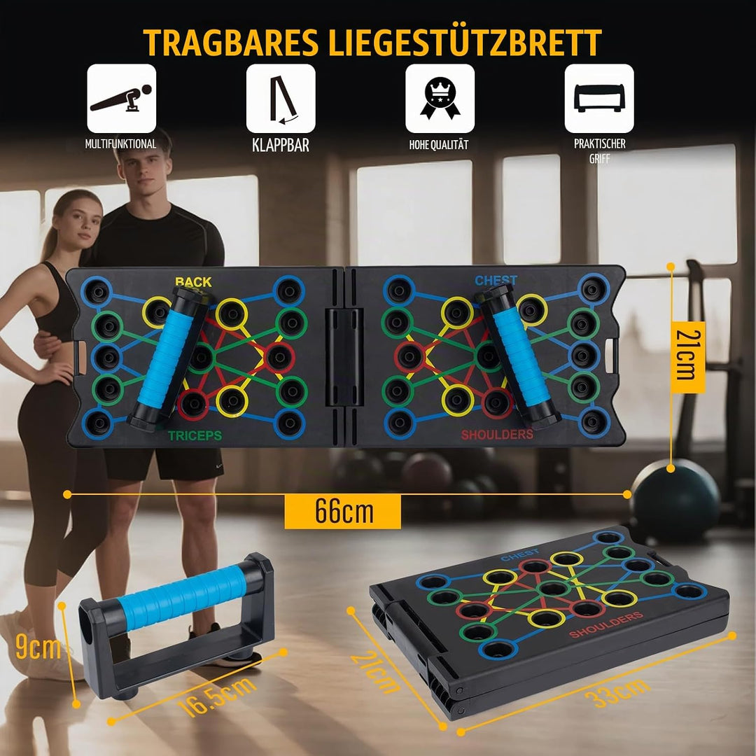 Push Up Board, 24 in 1 Faltbare Tragbare Liegestütz Brett mit 2 Handgriff, Multi-Funktions Portable