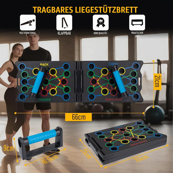Push Up Board, 24 in 1 Faltbare Tragbare Liegestütz Brett mit 2 Handgriff, Multi-Funktions Portable