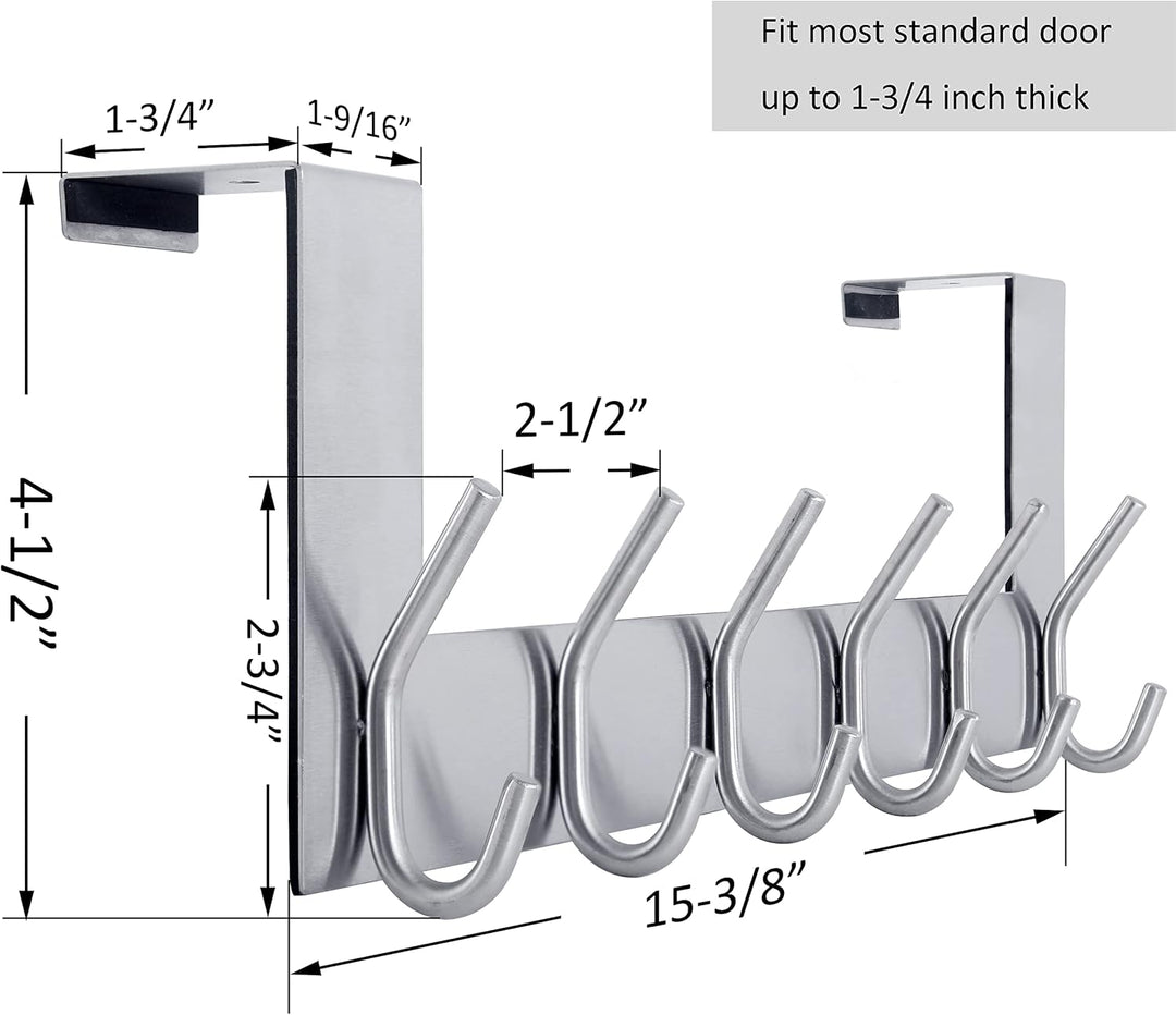 WEBI Türhaken zum Einhängen,Türgarderobe mit 6 Haken,Kleiderhaken Tür,Türaufhänger,Türhakenleiste In