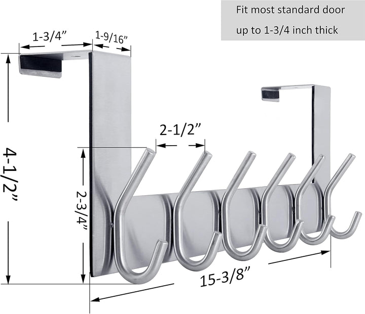 WEBI Türhaken zum Einhängen,Türgarderobe mit 6 Haken,Kleiderhaken Tür,Türaufhänger,Türhakenleiste In