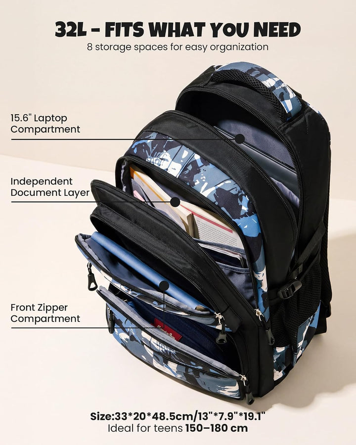 Amythe Schulrucksack Teenager, Abnehmbare Trolley Rucksack Schule mit 6 Räder für Jungen ab 10 Jahre