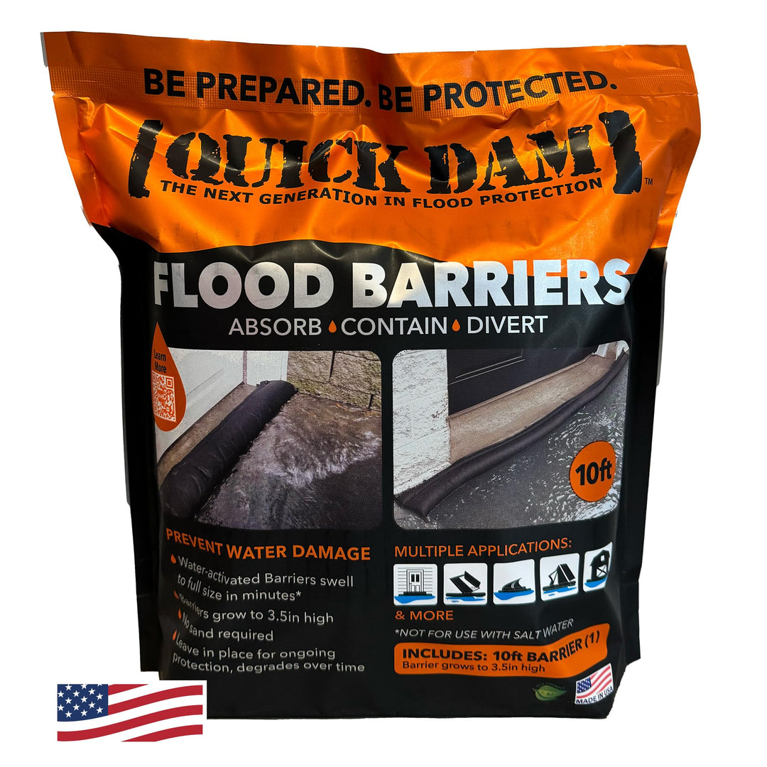 Quick Dam QD610-1 Wasseraktivierte Flutbarriere, 1 Packung, Schwarz, 10-ft 10-ft 1 Stück, 10-ft 1 St