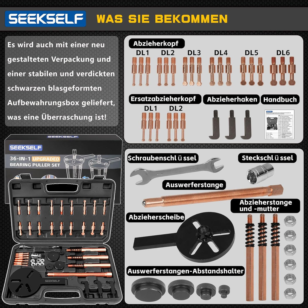 36-in-1 Lagerabzieher Set Innen und Aussen, Innenlager Abzieher Lager Werkzeug Trennsatz, Schwarze P