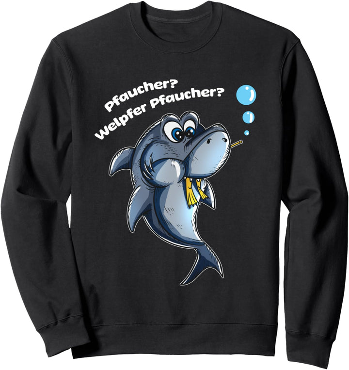 Lustiger niedlich Hai isst Taucher Pfaucher Welpfer Pfaucher Sweatshirt