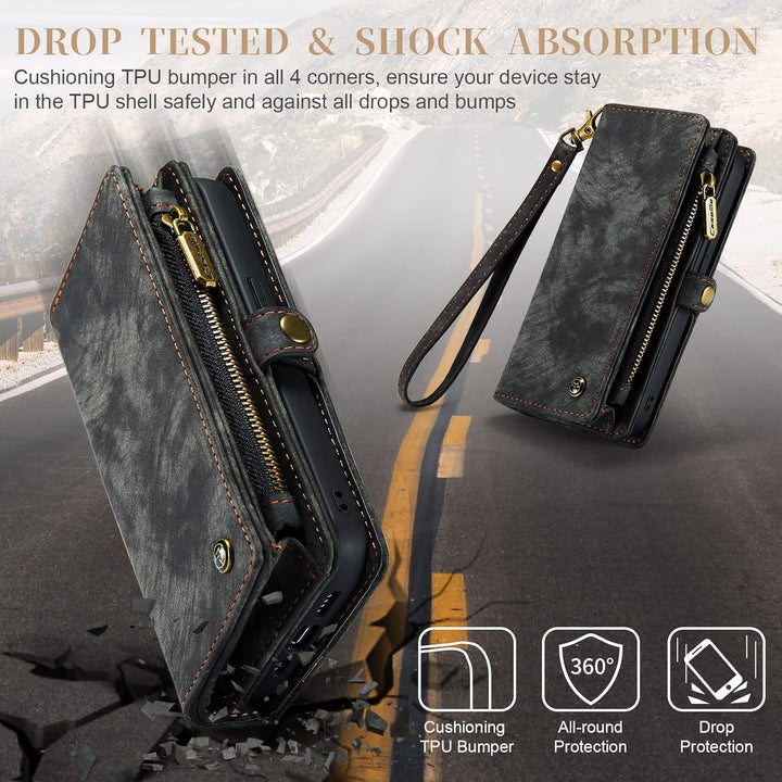 UFinetech iPhone 14 Pro Hülle, Flip Leder TPU Stossfest Kartenfach Tasche Handyhülle iPhone 14 Pro (