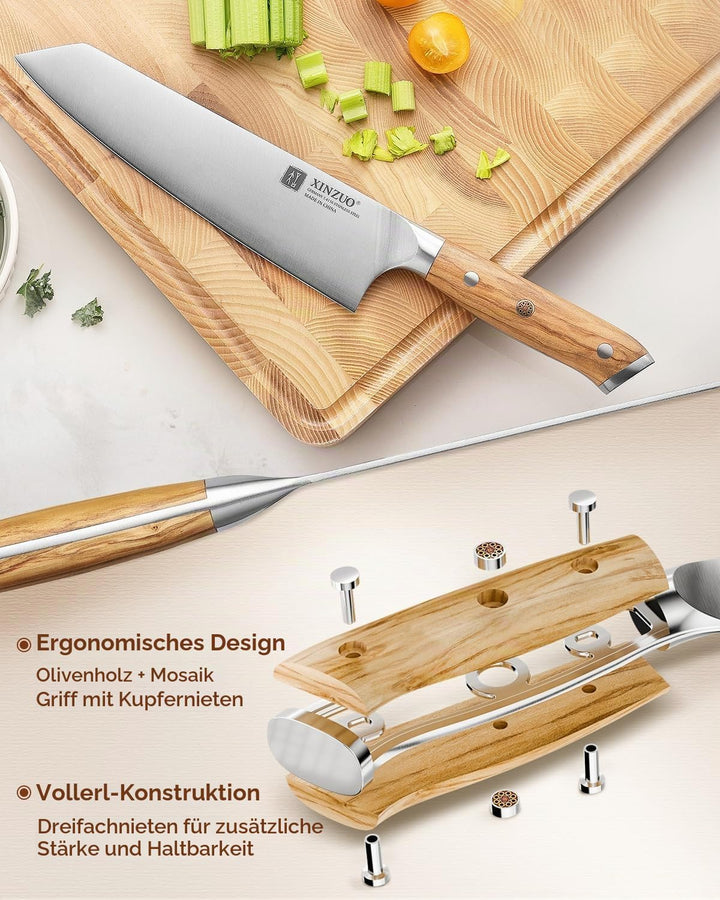 XINZUO Deutschem 1.4116 Edelstahl 21cm Kiritsuke Kochmesser -Schärfe und Haltbarkeit Küchenmesser fü