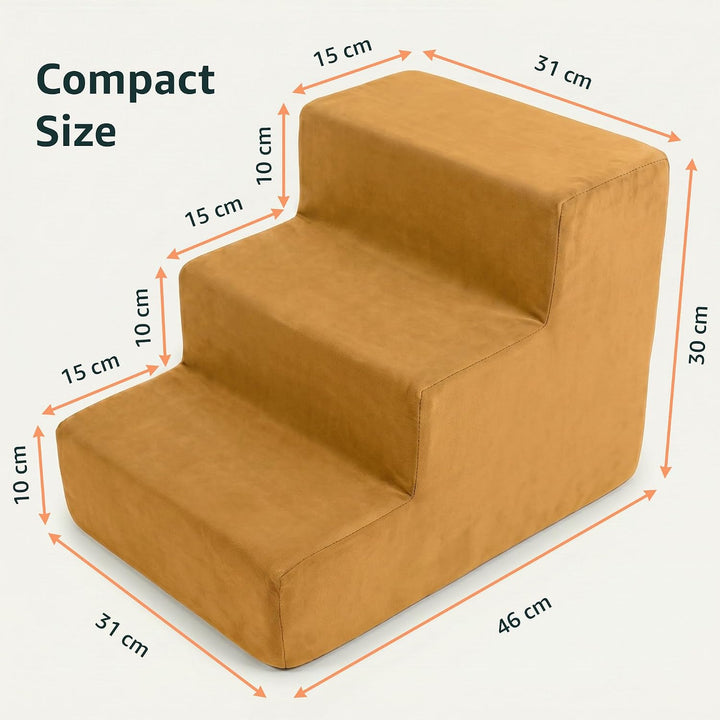 murando Hundetreppe für Kleine Hunde 3 Stufen 30 cm, Samt - Gelb | Haustiertreppe für Bett, Sofa, Be