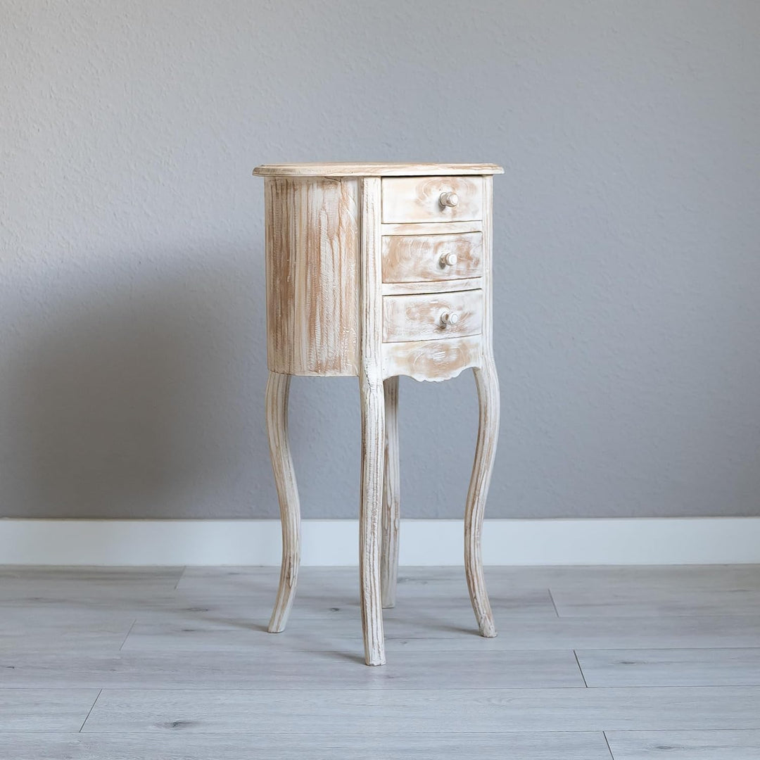 livasia Kleine, hohe Teakholzkommode, Nachttisch, Beistelltisch mit Schubladen,Schmuckschränkchen, S