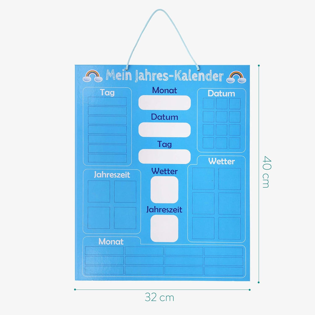 Navaris Kalender Tafel für Kinder - Lerntafel Jahreszeiten Uhr - Magnet Spiel Lernuhr - Kinderkalend