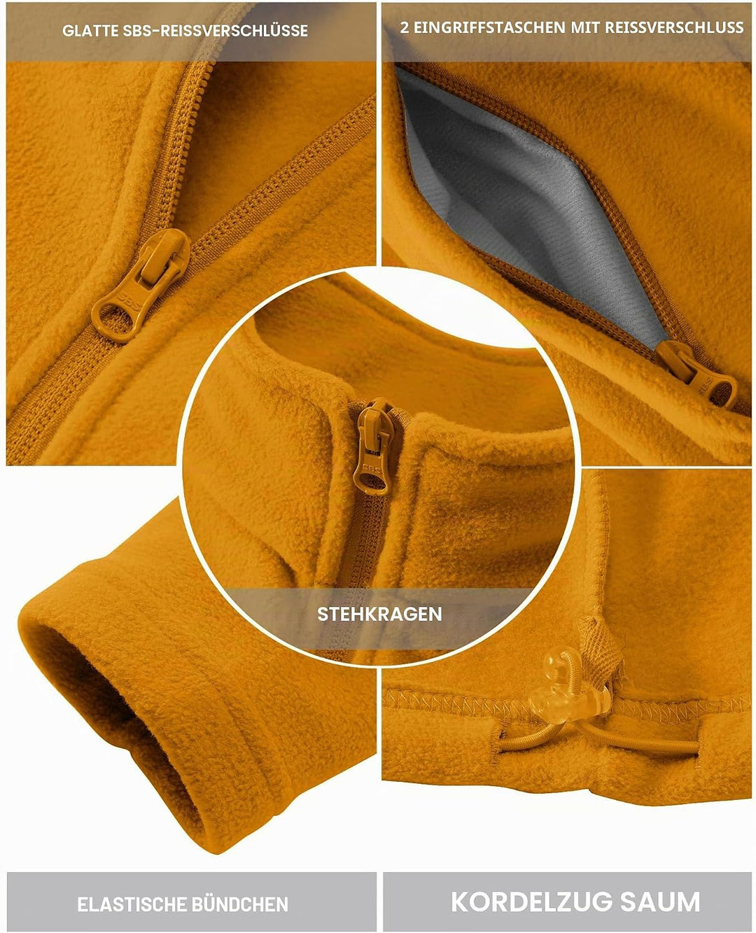Outdoor Ventures Damen Fleecejacke mit Durchgehendem Reissverschluss Stehkragen Frauen Leichte Fleec