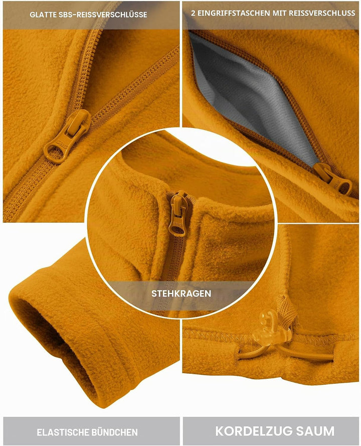 Outdoor Ventures Damen Fleecejacke mit Durchgehendem Reissverschluss Stehkragen Frauen Leichte Fleec