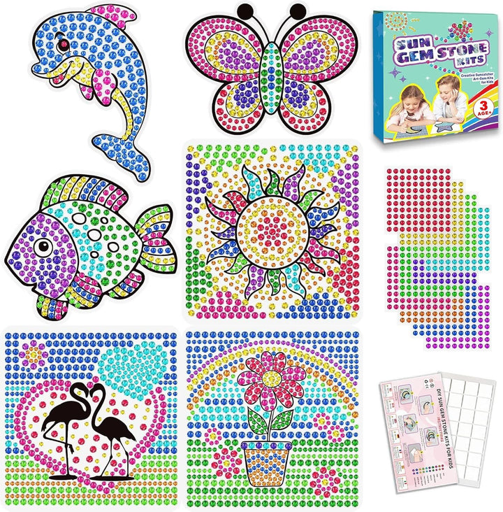 6 Stück Sonnenfänger Kits für Kinder Alter 6 7 8 9 10,DIY Diamant Malerei Kit Schmetterling Sonnenbl