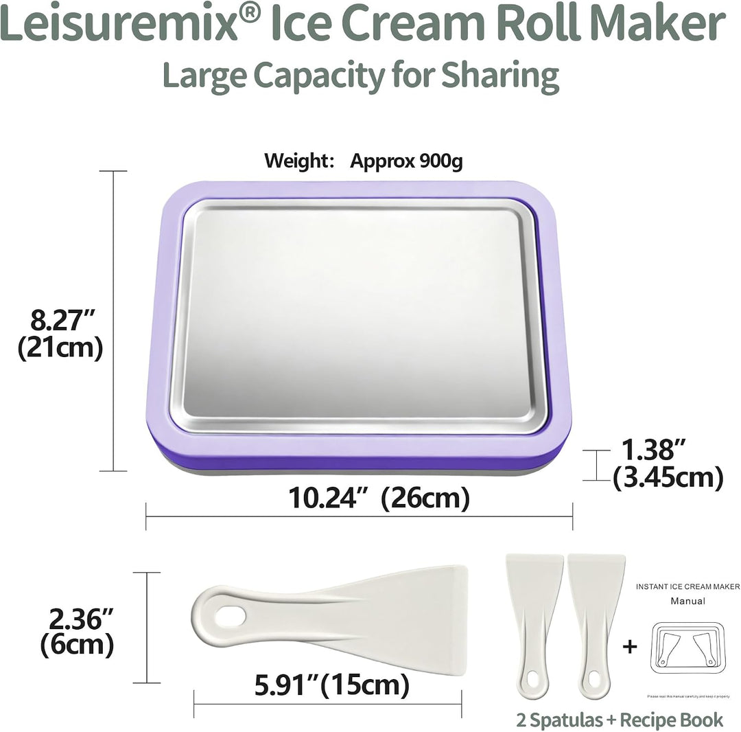 Eisplatte Lila, Rolled Ice Cream Maker mit 2 Spateln, DIY Set für Zuhause, Lila