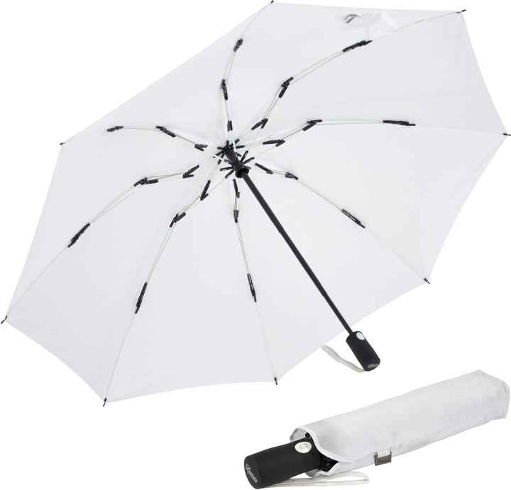 iX-brella Reverse umgekehrt öffnender Fiberglas-Taschenschirm mit farbigen Speichen - weiss, Weiss