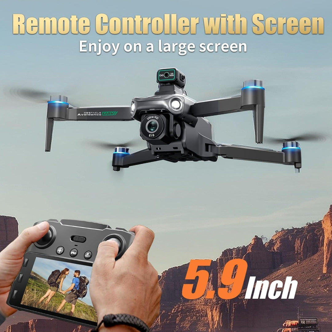 OBEST GPS Drohne mit 4K Kamera für Erwachsene, Faltbare Drone Fernbedienung mit 5.9"UHD Bildschirm S