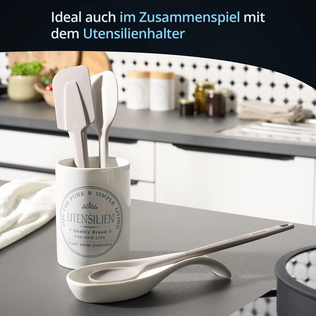 KHG Utensilienhalter und Löffelablage Set, Kochutensilienhalter Kochlöffelablage Steingut Keramik We