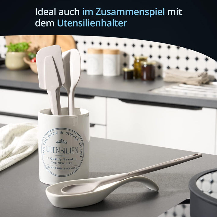 KHG Utensilienhalter und Löffelablage Set, Kochutensilienhalter Kochlöffelablage Steingut Keramik We