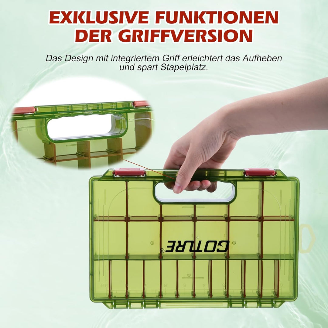 Goture Verdickte Köderbox Angeln 3700 - Transparente Angelbox mit Messlineal, Verstellbaren Trennwän