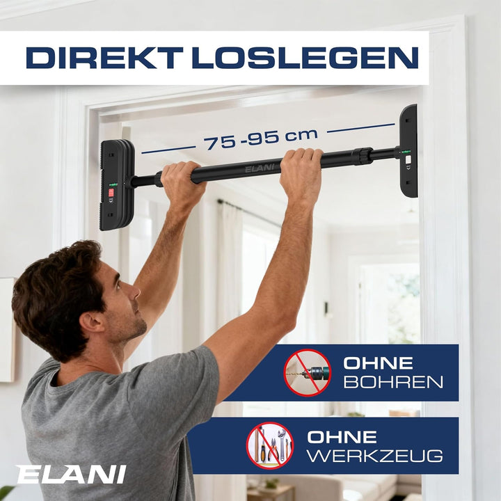 ELANI – Klimaneutrale Klimmzugstange für Türrahmen ohne Bohren mit innovativer Gewindesperre für sic