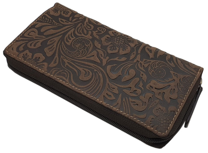 myledershop Grosse Vollrindleder Damen Geldbörse/Geldbeutel/Portemonnaie/Geldtasche/Portmonee rundhe