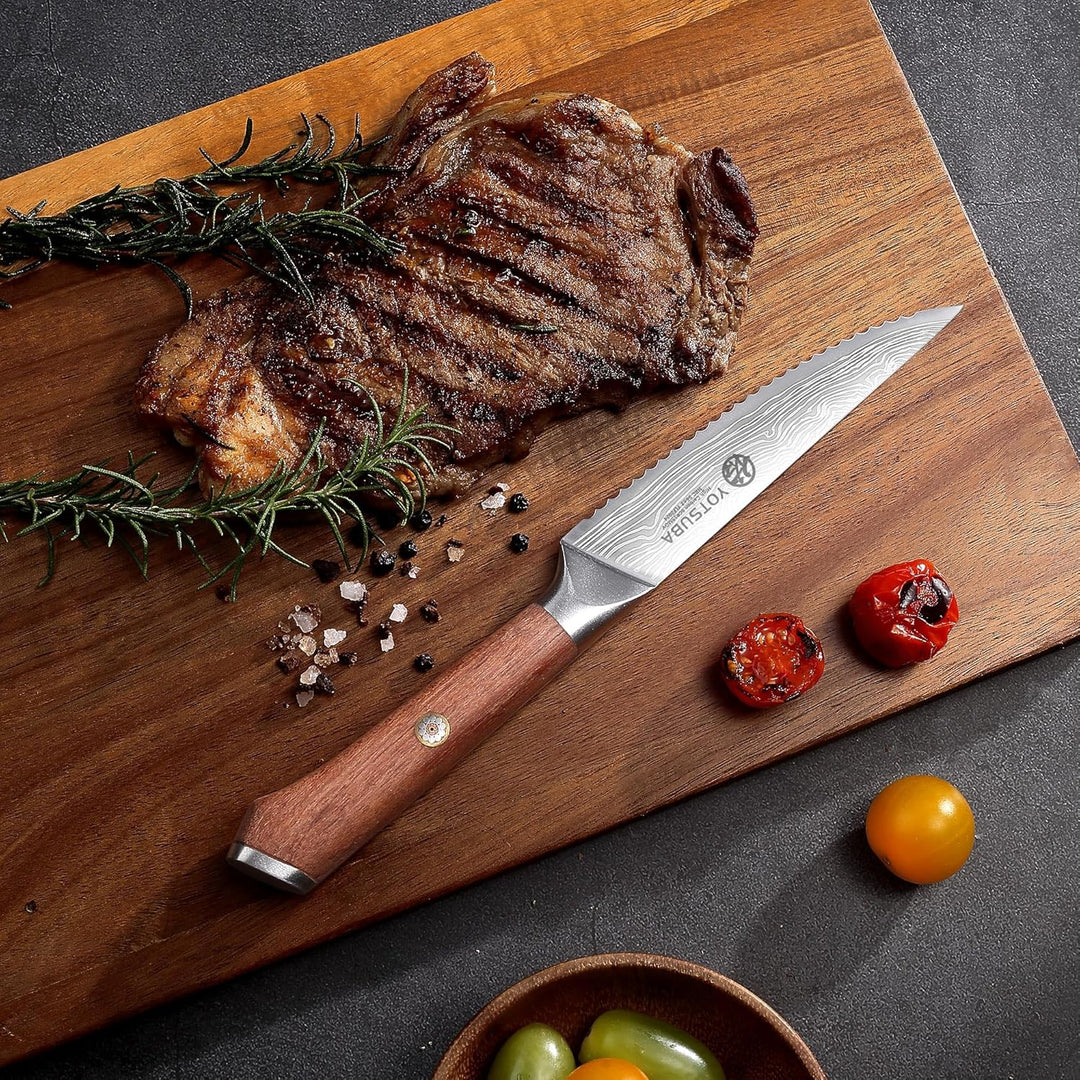 YOTSUBA Steakmesser Set 6-teilig, 12cm Küchen Steakbesteck Messer aus hochwertiger Deutscher Edelsta