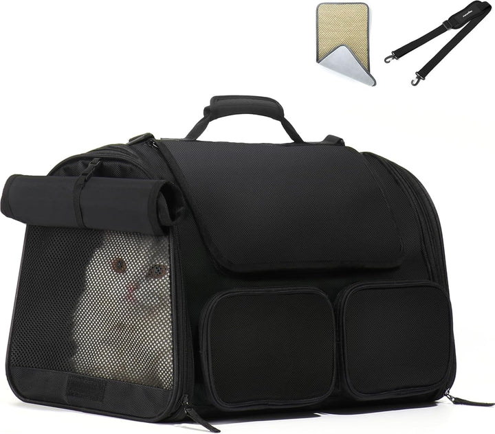 FUKUMARU Transportbox Katze, Faltbare Katzentransportbox, Transportbox Hund mit Reisetasche, Transpo