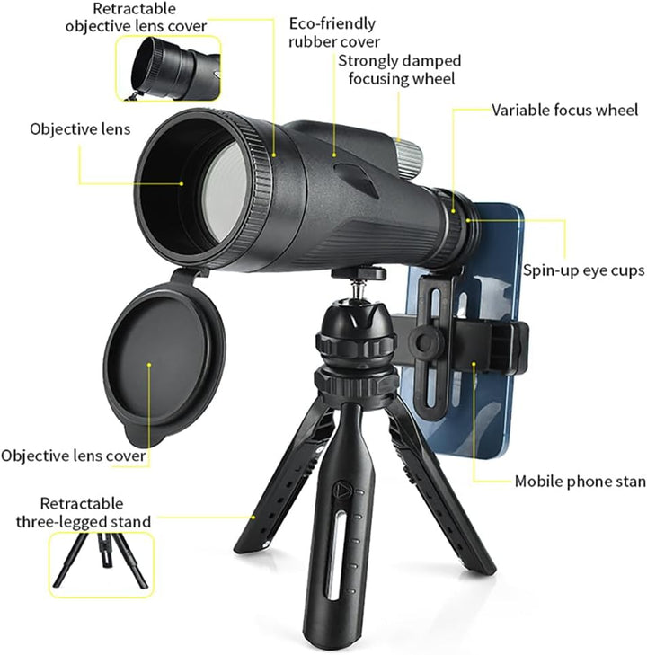 Monokular Teleskop 12-36X60 ED Zoom Monokulare Nachtsicht （24MM Okular + 60MM Objektivund）Wasserdich