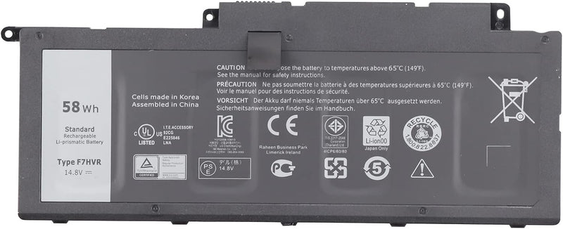 7XINbox 14.8V 58WH F7HVR G4YJM 062VNH T2T3J Ersatz Akku Batterie für Dell Inspiron 17 7737 7746 15 7