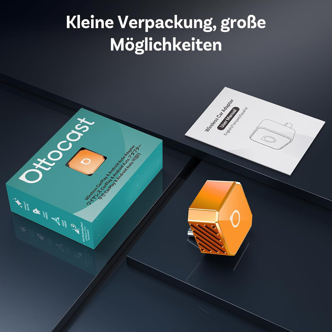 OTTOCAST Mini Pot 2026 Typ-C, 2-in-1 CarPlay &amp; Android Auto Wireless Adapter für iOS 10+/Android 11+