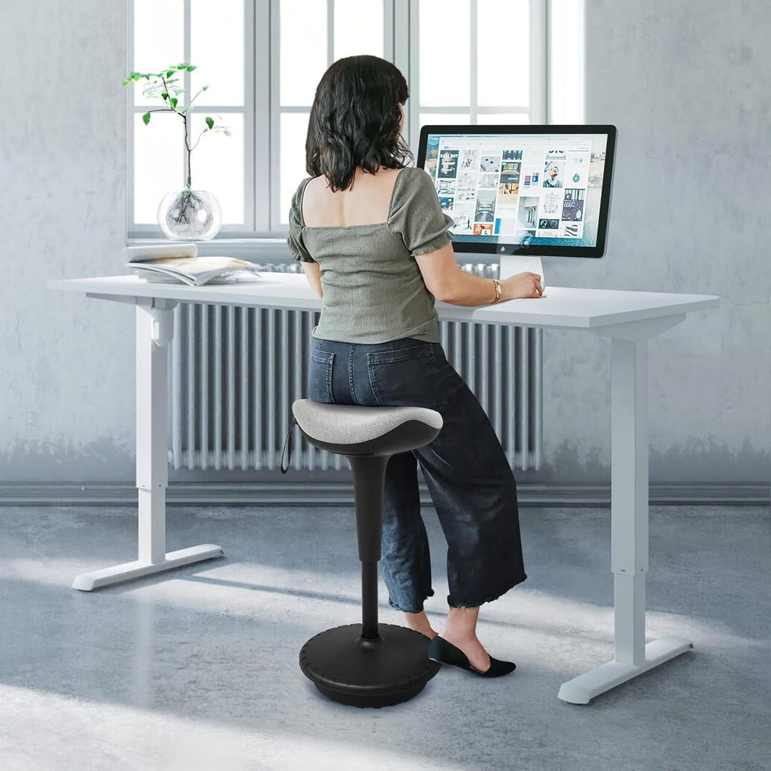 IWMH Ergonomischer Arbeitshocker, Hochverstellbare Stehhilfe, Atmungsaktiver Sitz-Steh-Hocker 360° D