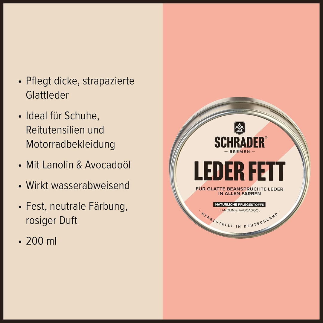 SCHRADER Wanderstiefel Pflegeset - Lederpflege für strapazierte Lederschuhe - Lederfett sorgt für wa
