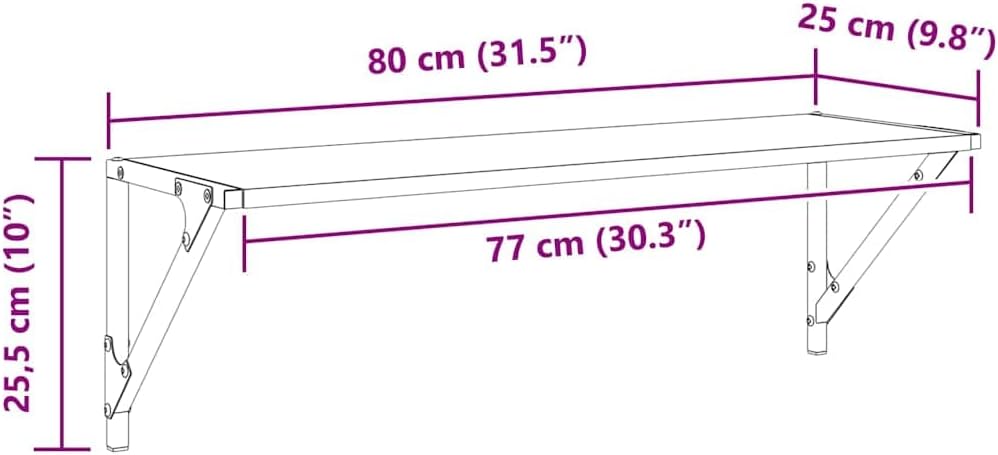 vidaXL Wandregale 2 pcs Artisan-Eiche 80 x 25 x 25,5 cm Holzwerkstoff, Stylische Wohnzimmerregale, l
