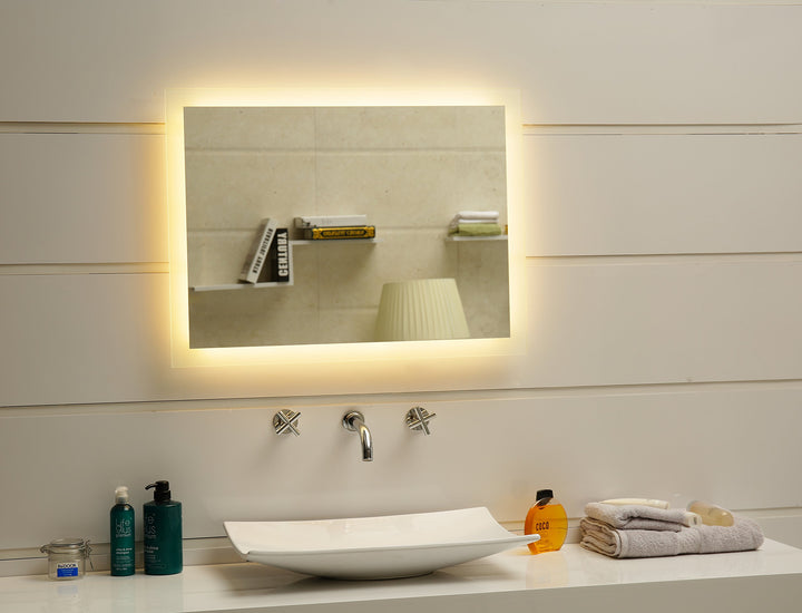 Dr. Fleischmann Badspiegel LED Spiegel GS084N mit Beleuchtung durch satinierte Lichtflächen Badezimm