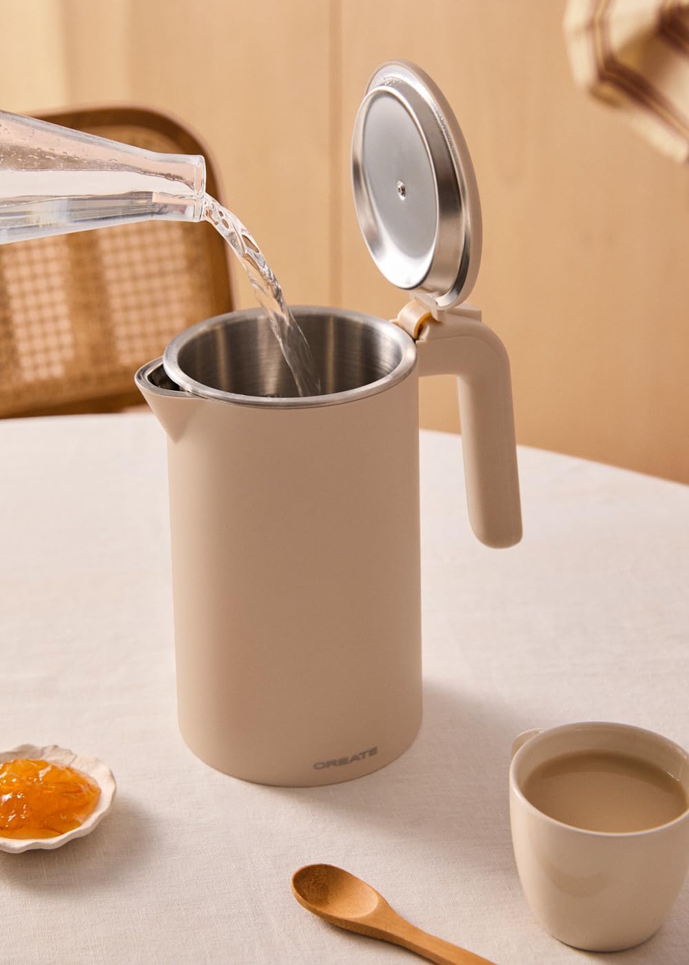 CREATE/KETTLE STUDIO PRO/Elektrischer Wasserkocher 1L Sand/Temperaturregelung, Warmhaltefunktion, Ka